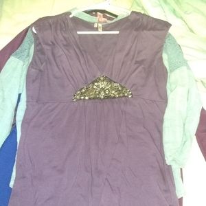 Purple embellished tank top blouse
